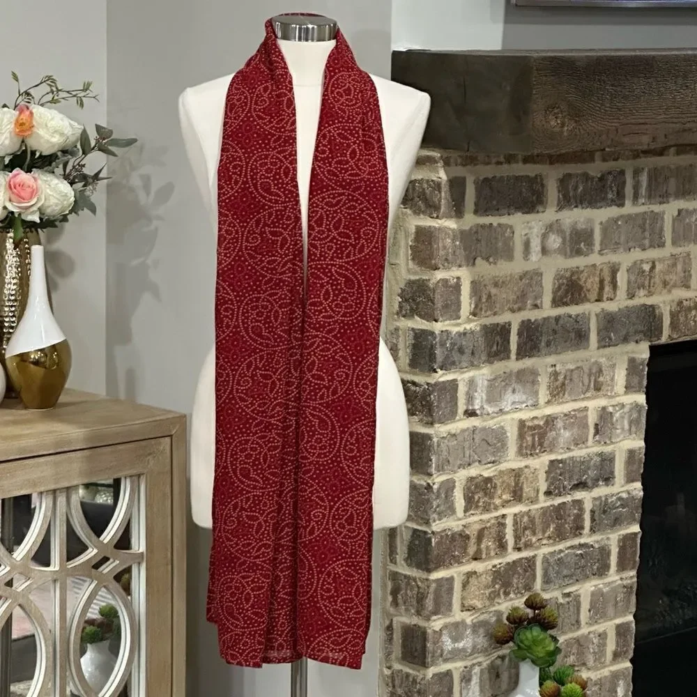 Indian Jaipuri Bohemian Long Scarf 🧣 in Red Color Combo